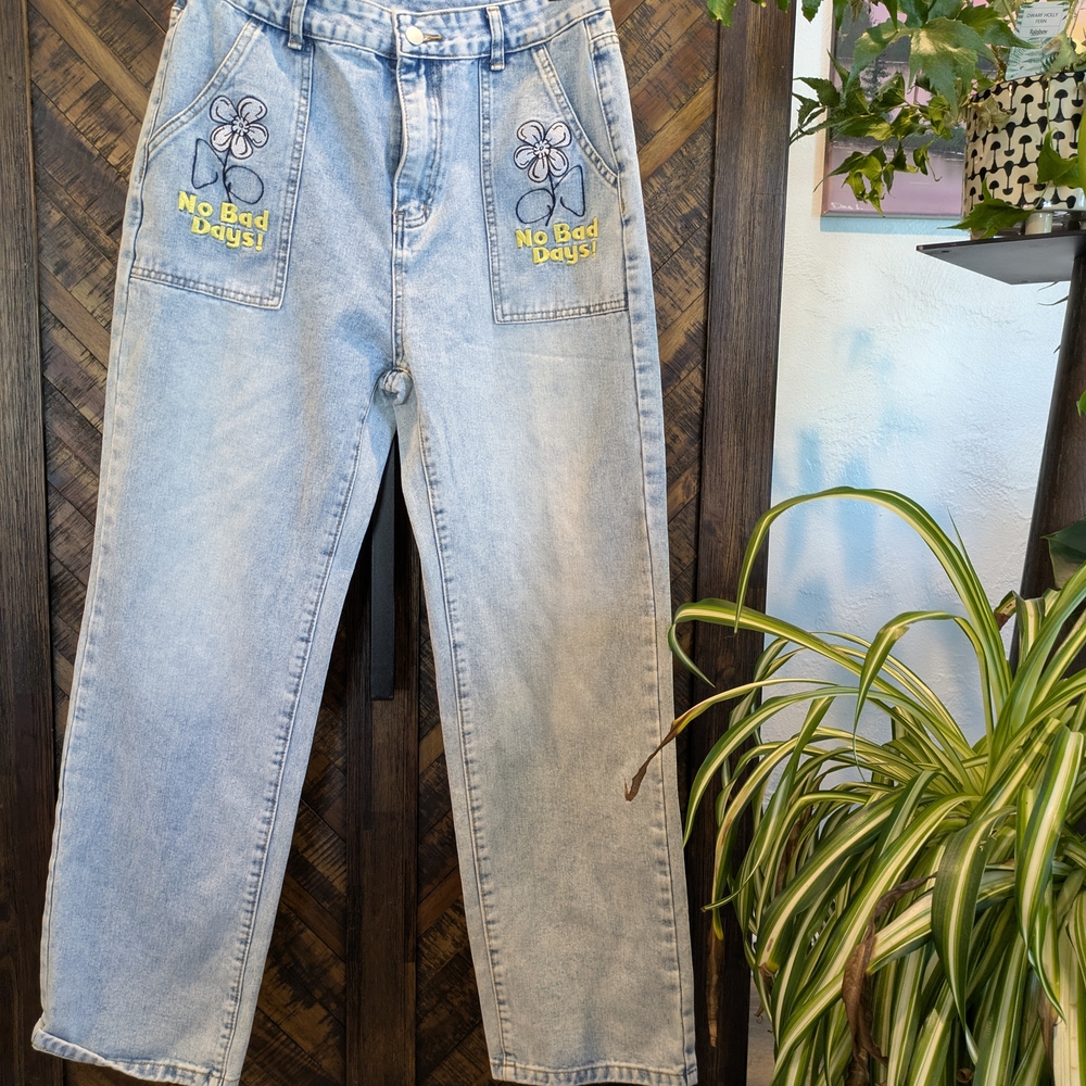 Light Blue Embroidered Women's Jeans